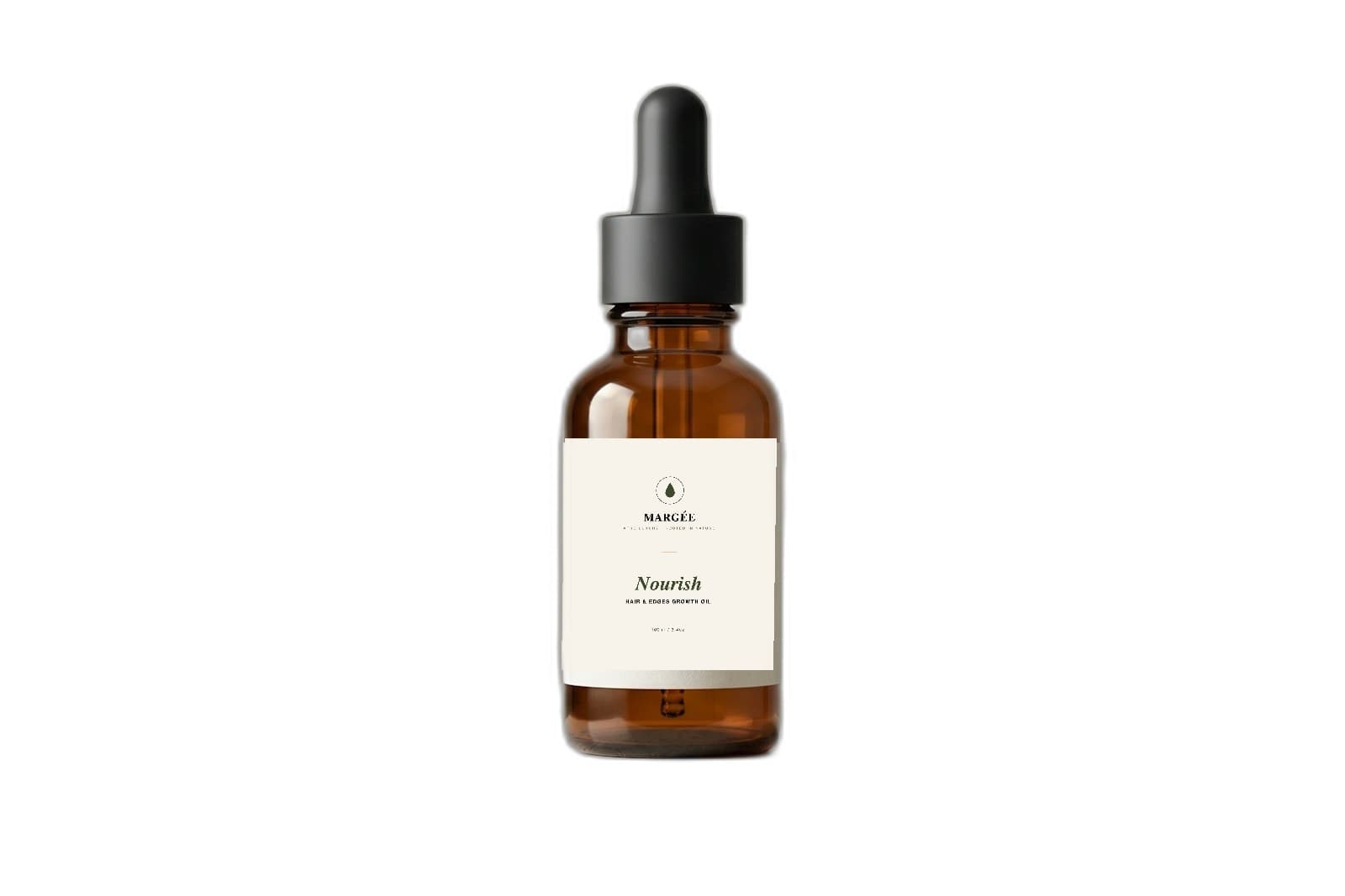 MARGÉE Nourish Hair & Edges Growth Oil, amber glass dropper bottle